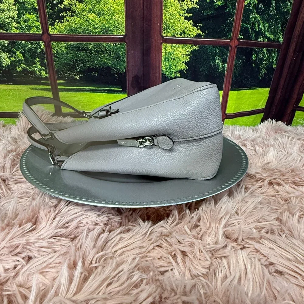 kate spade Gray Pebble Leather Satchel with Top Handle & Crossbody Strap
